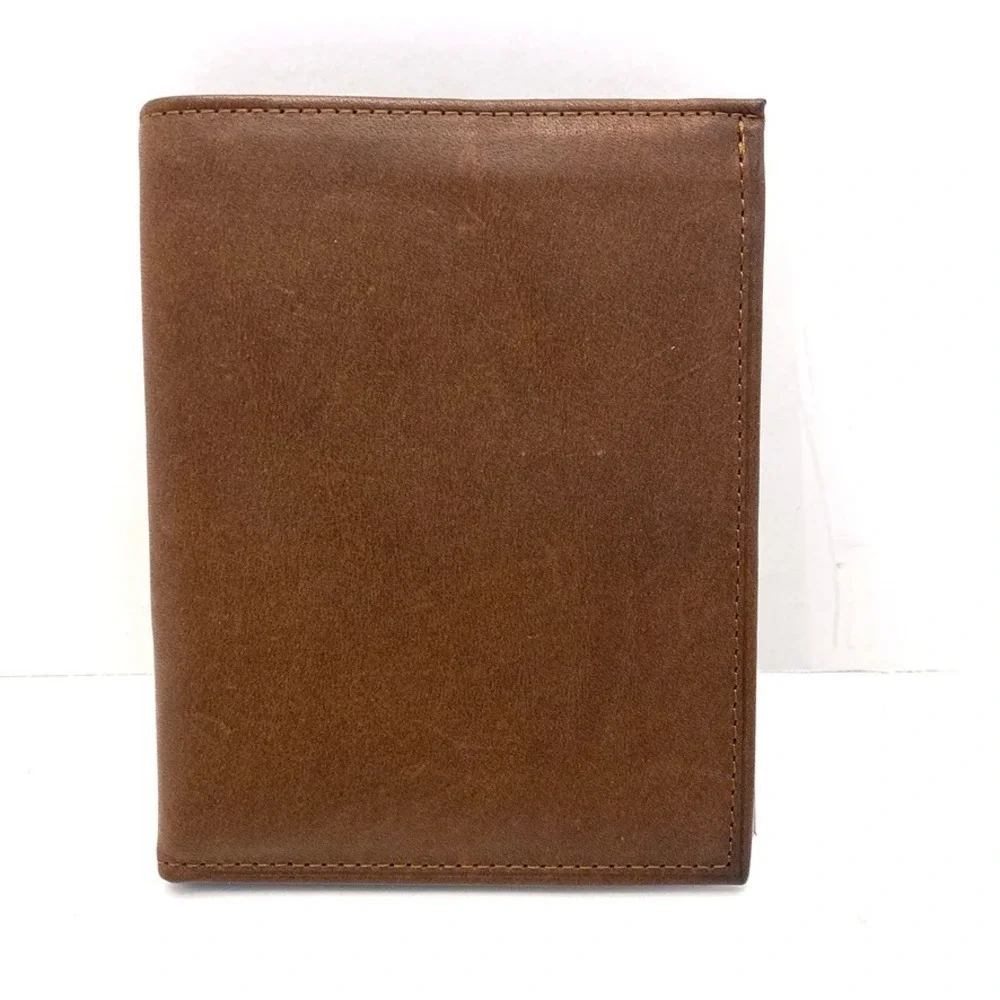 Vtg Rolfs Cowhide Brown Leather Billfold‎ Wallet Credit Card Photos 5.25